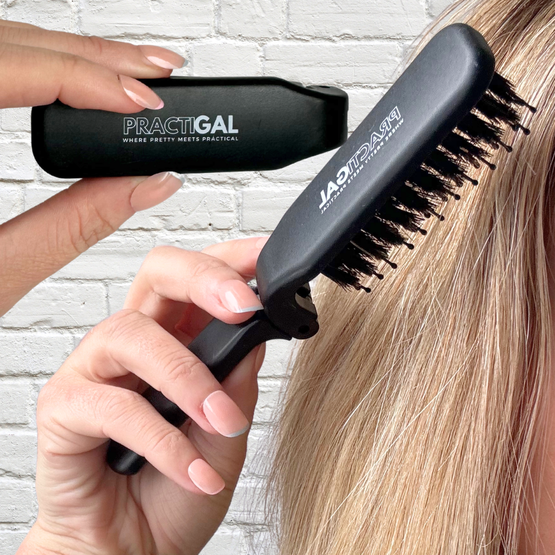 folding travel hair brush from practigal