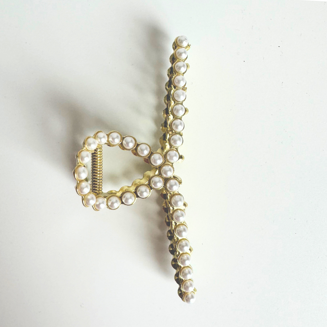 Pearl Claw Clip - Gold